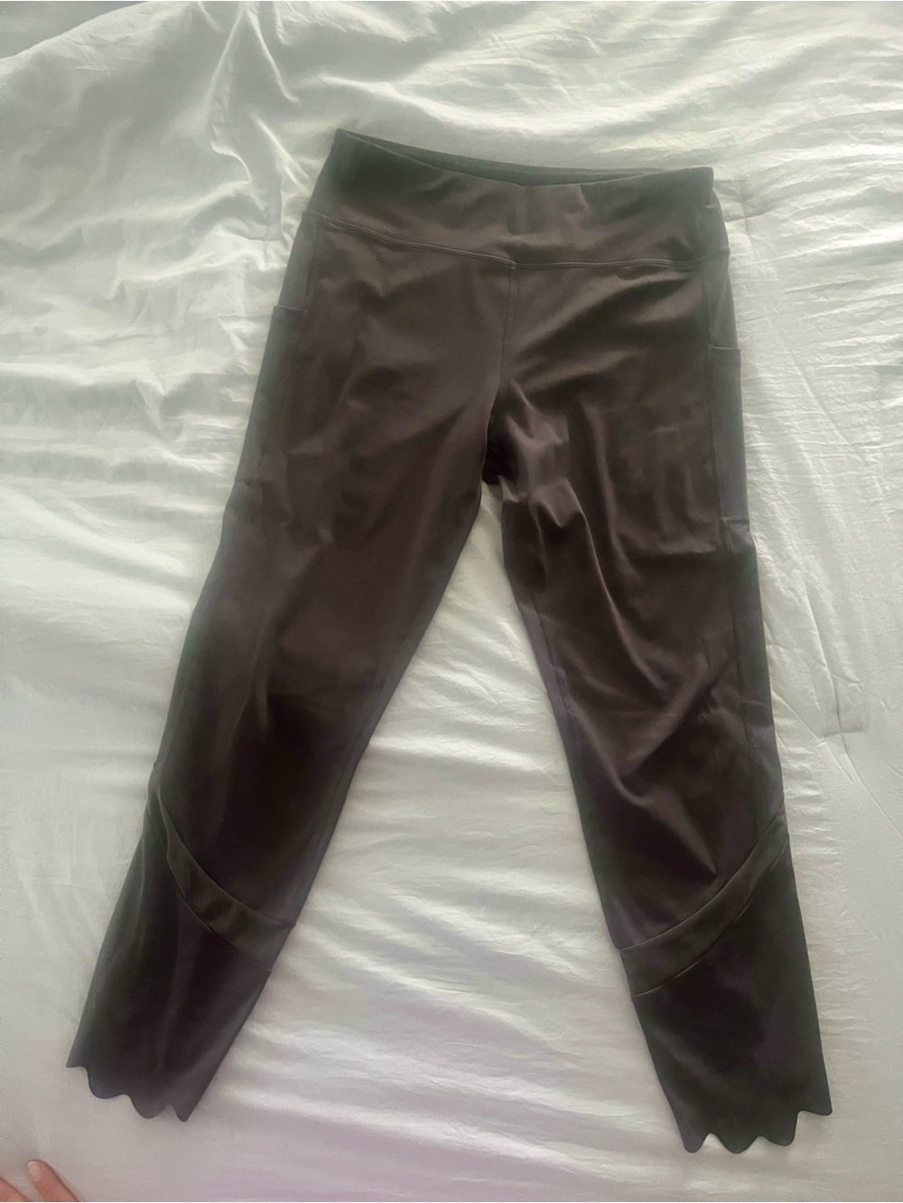 Fila Gray Performance Leggings with scalloped detail